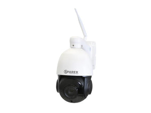 A Wi-Fi Security Camera 360° (Sparex Part Number: S.168919) featuring a white and black design with a wireless antenna is mounted on a surface. The brand name "Sparex" is clearly visible on the camera, which boasts Wide Quad HD resolution and advanced humanoid detection capabilities.