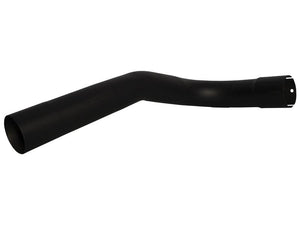 A black, slightly bent cylindrical Silencer Pipe with a smooth surface and open ends, coated in heat-resistant paint, known by the Sparex Part Number S.168952.