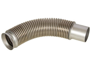 The Exhaust Flexible Coupler (Sparex Part Number S.168956) by Sparex is a flexible, corrugated metal hose with a 90-degree bend, featuring an open end and a closed end, crafted from galvanized steel.