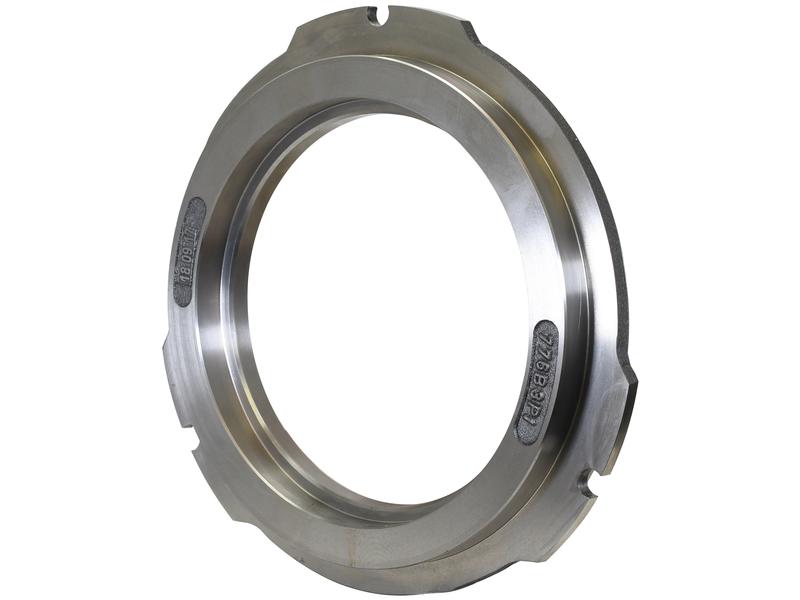 The Brake Piston, Sparex Part Number S.168993, is a metallic circular component with notched edges and engraving, resembling a mechanical or industrial part. It features an Inner Ø 240 mm and Outer Ø 345 mm. This precision piece from Sparex is designed for high-performance applications.