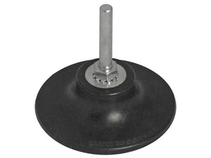 Introducing the Sparex Backing Pad Ø75 x 6mm | Sparex Part Number: S.170036, a round, black rubber suction cup featuring a metal rod and nut at its center, expertly crafted from a premium nylon compound for exceptional durability.