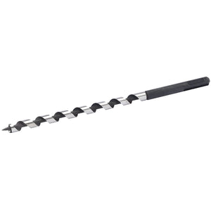 The Draper Sds+ Auger Bit, 230 X 10mm - AB-SDS features a large spiral design, a precision-machined sharp pointed tip, and a hexagonal shank for secure attachment to a drill.