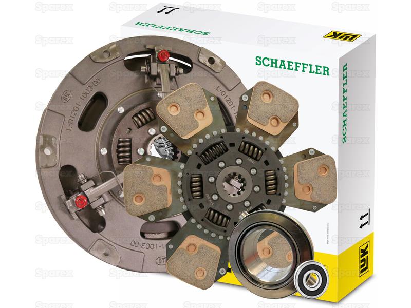 A clutch kit with bearings, identified by Sparex Part Number S.170051, including a pressure plate, clutch disc with Captive Disc Spline, and release bearing set against a white box branded with "Schaeffler".