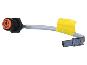 A gray cable featuring a Sparex Push Button Switch (Part Number: S.170326) with a black and orange button on one end, a black connector plug on the other, and a yellow adhesive label attached to the cable.