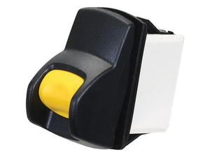 A black and white PTO switch with a yellow Sparex button, suitable for 12V applications (Sparex Part Number: S.170370).