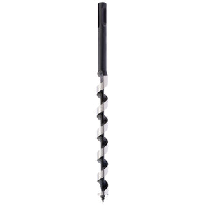 The Draper SDS+ Auger Bit, AB-SDS, with a 230mm length and 13mm diameter, features a spiral cutting edge and an SDS+ type shank, designed for drilling precise holes in various wood types.