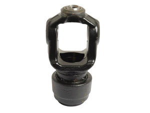 The Sparex PTO Yoke - Wide Angle Quick Release With Auto Lock (U/J Size: 35 x 106.5mm), featuring a black metal finish and a hollow rectangular middle section, is designed for connecting mechanical components and is compatible with the Weasler German PTO Series.