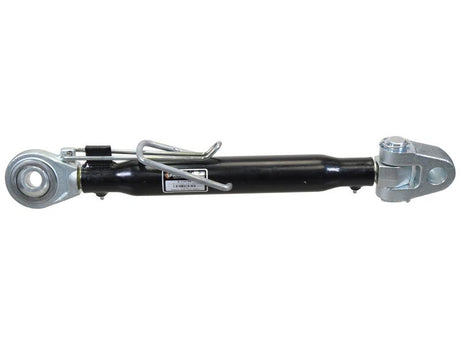 Mechanical steering linkage on a white background