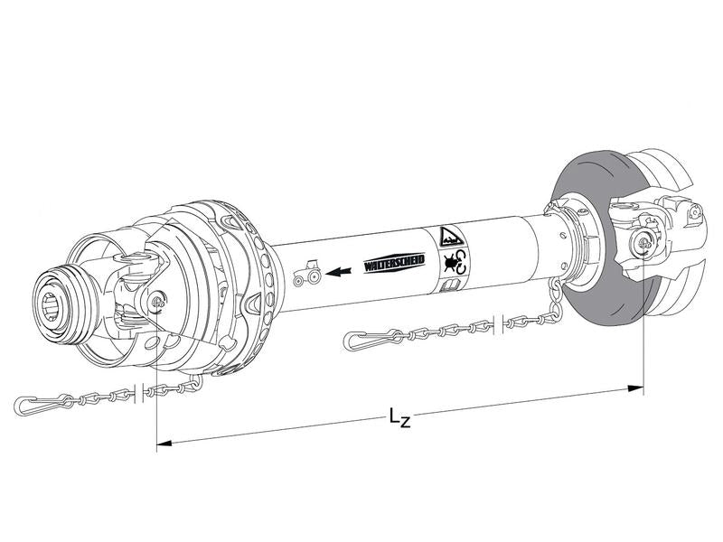 Walterscheid PTO Shaft - EUCV Wide Angle - One End, (Lz) Length: 1410mm, 1 3/8'' x 6 Spline 80° W.A. Slide Lock to 1 3/8'' x 6 Spline Slide Lock [BRANDSAVE] | S.171073 - Product Image 3