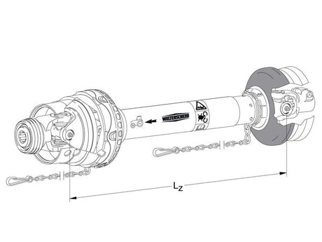 Walterscheid PTO Shaft - EUCV Wide Angle - One End, (Lz) Length: 1410mm, 1 3/8'' x 6 Spline 80° W.A. Slide Lock to 1 3/8'' x 6 Spline Slide Lock [BRANDSAVE] | S.171073 - Product Image 3