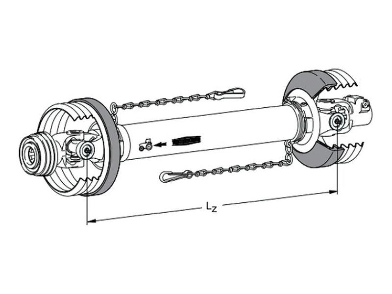 Walterscheid PTO Shaft - (Lz) Length: 1010mm, 1 3/8'' x 6 Spline Slide Lock to 1 3/4'' x 6 Spline Shear Bolt Limiter [BRANDSAVE] | S.171199 - Product Image 3