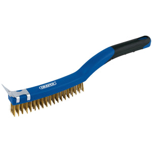 Draper Brass Wire Scratch Brush With Scraper, 350mm - WBSC14BR - Farming Parts