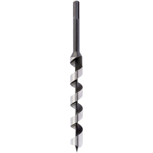 The Draper Sds+ Auger Bit, 230 X 19mm - AB-SDS is a precision-machined metal auger drill bit with a spiral cutting edge, featuring a hexagonal shank and spur tip for use in wood or other materials.