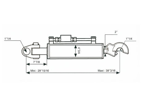 Sparex Hydraulic Top Link (Cat.3/3 (Ø32/32mm)) Knuckle and Q.R CBM Hook, Cylinder Bore: 120mm, Min. Length : 760mm. | S.173635 - Product Image 2