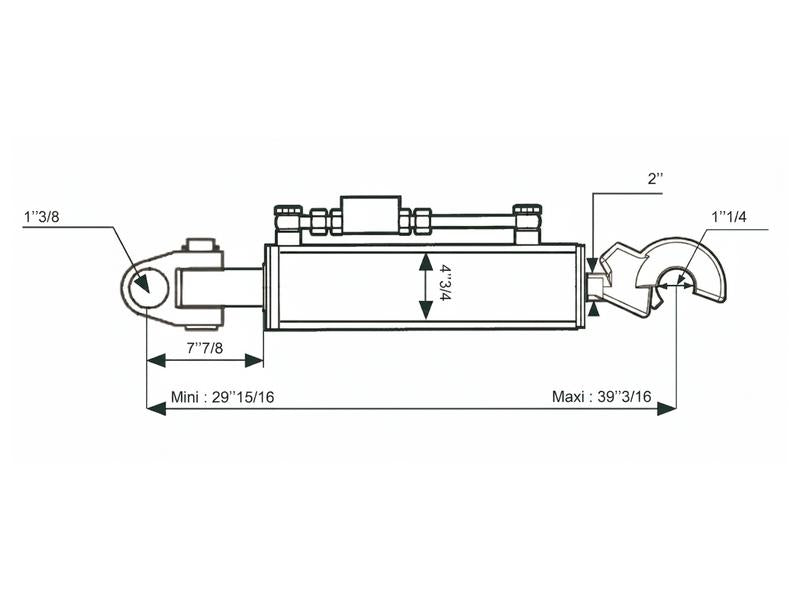 Sparex Hydraulic Top Link (Cat.35mm/3 (Ø35/32mm)) Knuckle and Q.R CBM Hook, Cylinder Bore: 120mm, Min. Length : 760mm. | S.173636 - Product Image 2