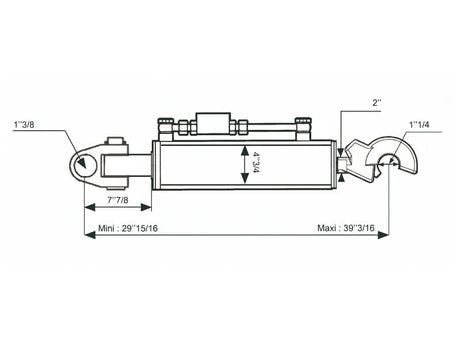 Sparex Hydraulic Top Link (Cat.35mm/3 (Ø35/32mm)) Knuckle and Q.R CBM Hook, Cylinder Bore: 120mm, Min. Length : 760mm. | S.173636 - Product Image 2
