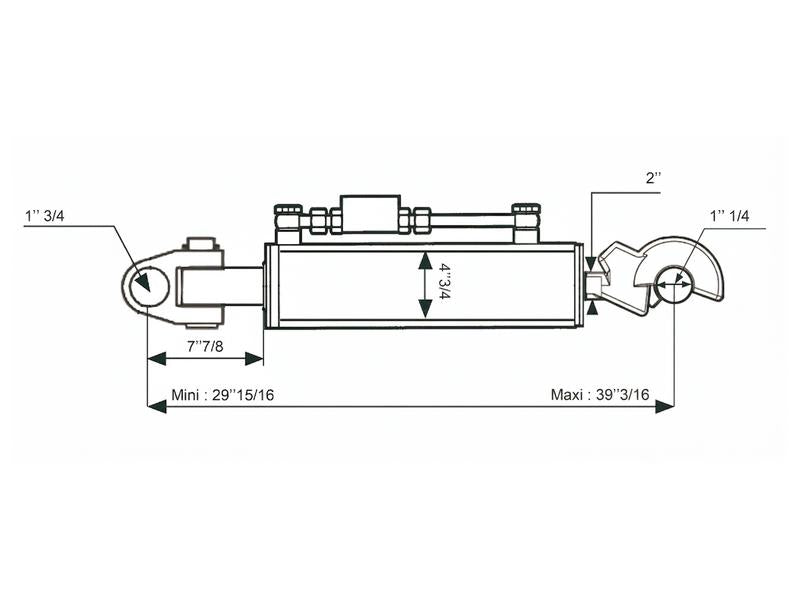 Sparex Hydraulic Top Link (Cat.4/3 (Ø45/32mm)) Knuckle and Q.R CBM Hook, Cylinder Bore: 120mm, Min. Length : 760mm. | S.173639 - Product Image 2