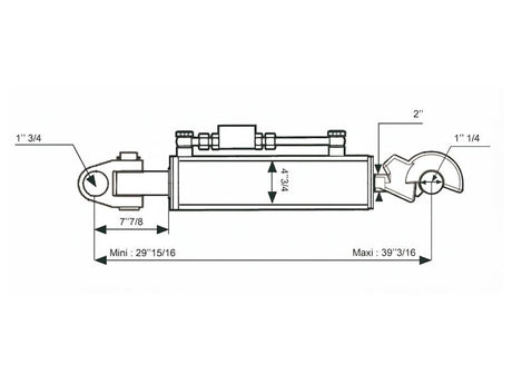Sparex Hydraulic Top Link (Cat.4/3 (Ø45/32mm)) Knuckle and Q.R CBM Hook, Cylinder Bore: 120mm, Min. Length : 760mm. | S.173639 - Product Image 2