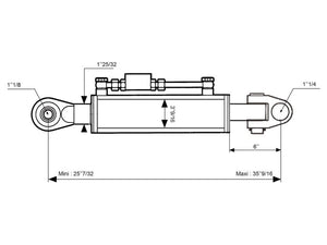Sparex Hydraulic Top Link (Cat.28mm/3 (Ø28/32mm)) Knuckle and Ball, Cylinder Bore: 105mm, Min. Length : 680mm. | S.173643 - Product Image 3