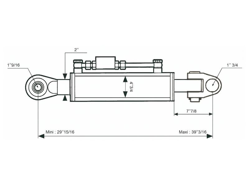Sparex Hydraulic Top Link (Cat.40mm/4 (Ø40/45mm)) Knuckle and Ball, Cylinder Bore: 120mm, Min. Length : 760mm. | S.173648 - Product Image 2