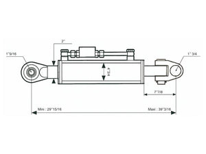 Sparex Hydraulic Top Link (Cat.40mm/4 (Ø40/45mm)) Knuckle and Ball, Cylinder Bore: 120mm, Min. Length : 760mm. | S.173648 - Product Image 2