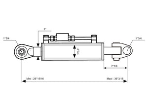 Sparex Hydraulic Top Link (Cat.4/4 (Ø45/45mm)) Knuckle and Ball, Cylinder Bore: 120mm, Min. Length : 760mm. | S.173649 - Product Image 2