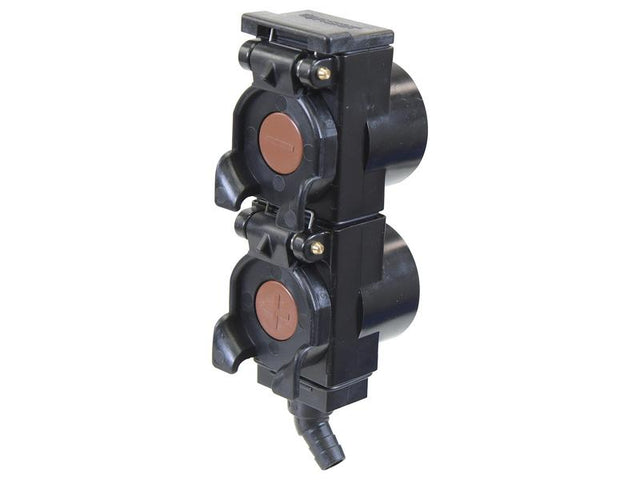 Sparex TARV Oil Collection System Double unit 55mm spacing, with Brown +- Indicators, 45 Degrees | S.174498 - Product Image 1