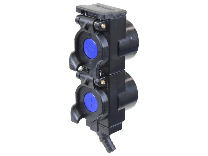 Sparex TARV Oil Collection System Double unit 55mm spacing, with Blue +- Indicators, 45 Degrees | S.174502 - Product Image 1