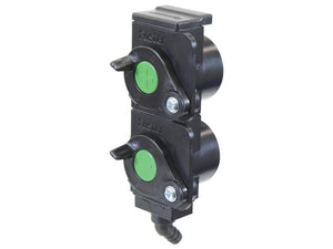 Sparex TARV Oil Collection System Double unit 55mm spacing, with Green +- Indicators, 45 Degrees | S.174504 - Product Image 1
