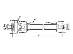 Sparex PTO Shaft - EUCV Wide Angle - One End, (Lz) Length: 1410mm, 1 3/8'' x 6 Spline 80° W.A. Slide Lock to 1 3/8'' x 6 Spline Shear Bolt Limiter | S.174980 - Product Image 2