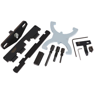 The Draper Engine Timing Kit (Ford, Mazda, Volvo) - ETK170, featuring black and silver timing tools including brackets, bolts, a wrench, and a hex key arranged on a white background.