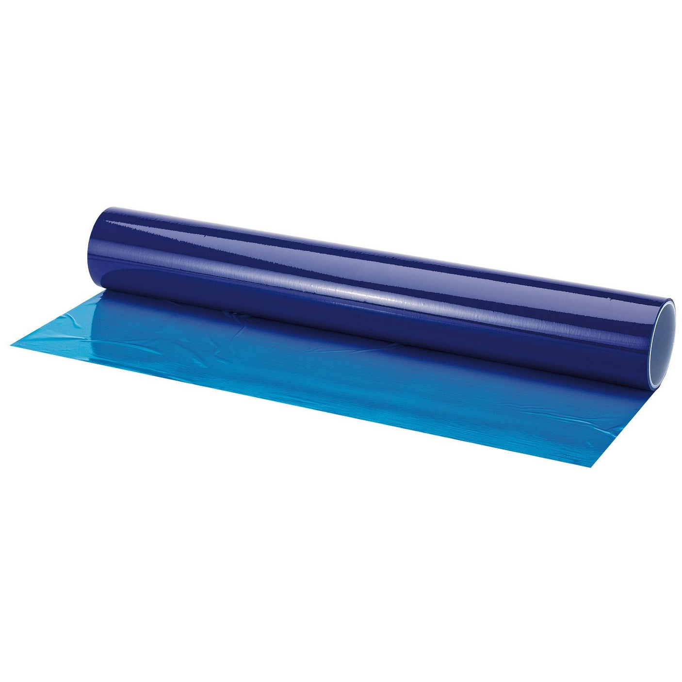 A roll of Draper Hard Floor Protective Film, 25M - HSPF/2, partially unrolled with adhesive backing on a white background.