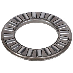The AGCO Massey Ferguson - Bearing - 185379M1 is a circular thrust roller bearing with cylindrical rollers evenly spaced within a metal ring, ideal for Massey Ferguson 100 Series applications.