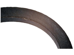 Close-up of a Sparex | V Belt - B Section - Belt No. B68, dark and textured with a circular shape, viewed against a white background.