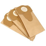 Three Draper Paper Dust Bags for Wdv20Ass (Pack of 3) - AVC115, each featuring cardboard collars and circular openings, are stacked on top of each other.