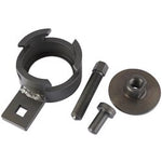 The Draper Engine Timing Kit Etk276 (Vauxhall) - ETK276 includes a circular clamping ring, a long bolt, a round disc with a flat base, and a short bolt. Ideal for use as an OEM EN 44226 crankshaft pulley holding tool for Opel Vauxhall Karl vehicles.