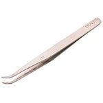 A pair of Draper Fine Point Curved Tweezers, 120mm - T257, with extra fine curved points and the brand name "Draper" engraved on the handle.