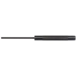 The Draper Parallel Pin Punch, 3/16" x 200mm - 55P is a metal punch tool featuring a long, thin cylindrical tip and a textured handle, and it is available in a display packed format.