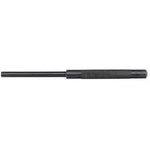 The Draper Parallel Pin Punch, 5/16" x 200mm - 55P is a black metal tool featuring a knurled handle for enhanced grip and a precise 90mm parallel drive. It is available in imperial sizes and comes display packed for convenience.