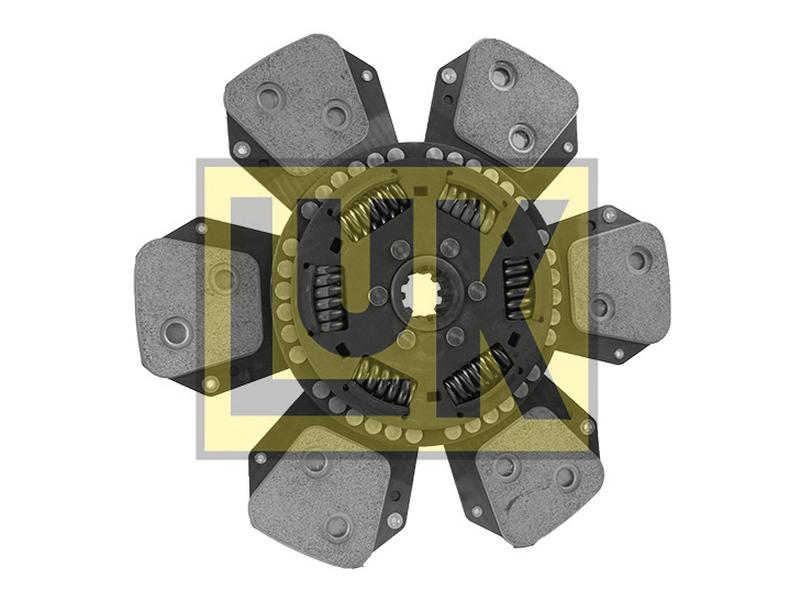 An image of the Sparex Clutch Plate (Part Number: S.19692) for a vehicle, featuring six torsion sprung segments with rivets and springs, used in the transmission system to engage and disengage the engine.