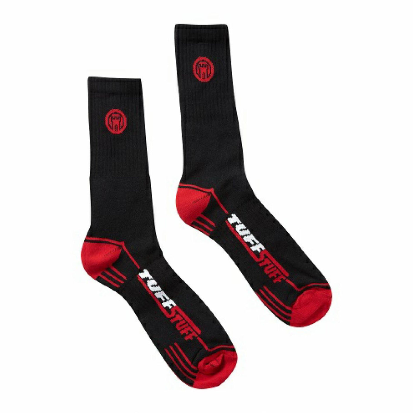 A two-pack of Tuffstuff Hydrovent Extreme Work Socks in grey by Cottonmount, featuring cushioned support with "TUF STUF" written on the sides and the Hydrovent logo near the top. Perfect work socks for any demanding job.