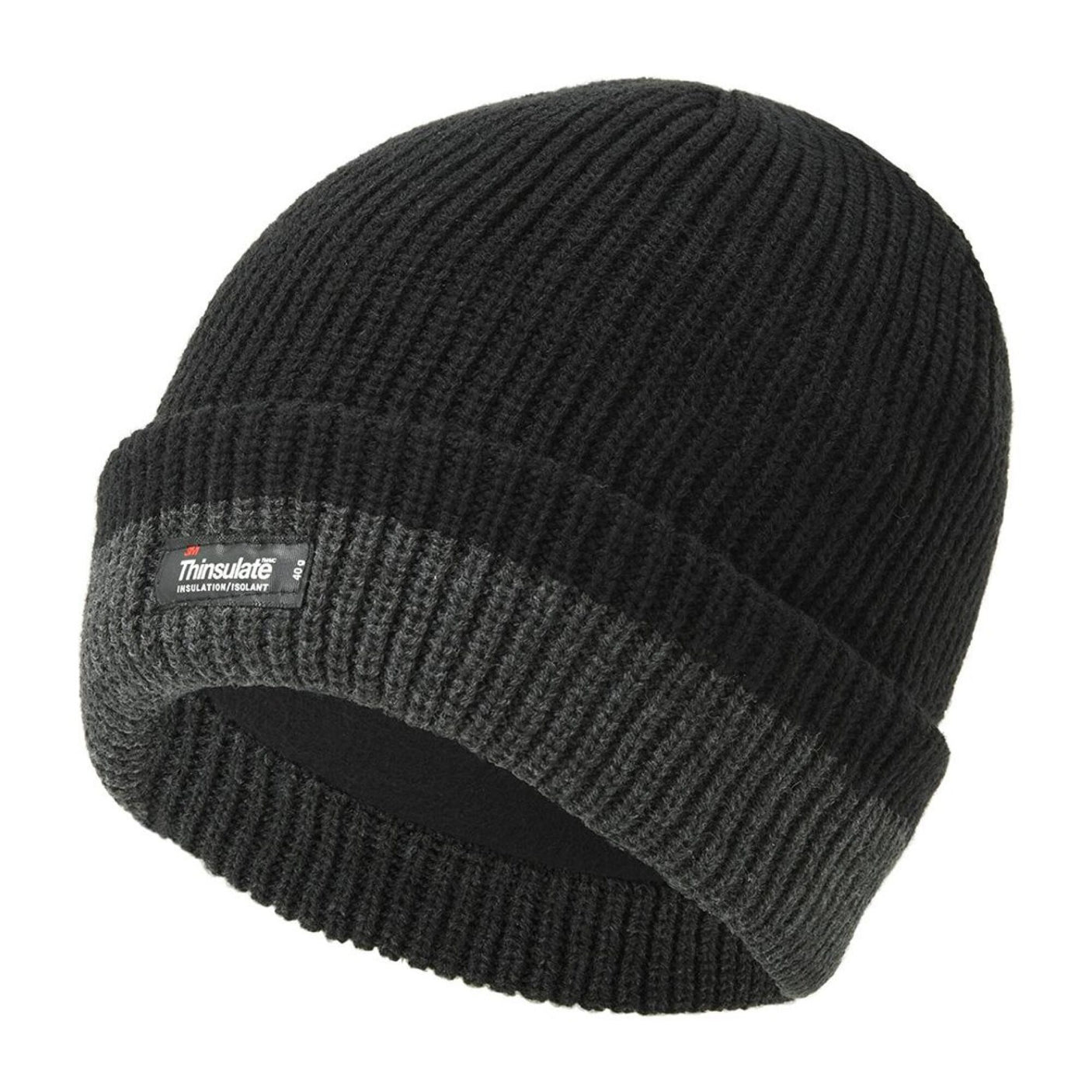 Thinsulate 2-Tone Ribbed Ski Hat Black - Farming Parts