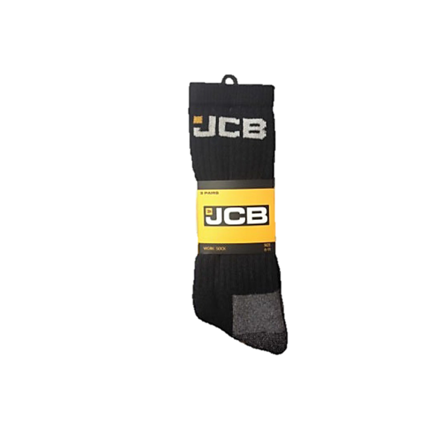 JCB Work Sock 3 Pack Black - Farming Parts