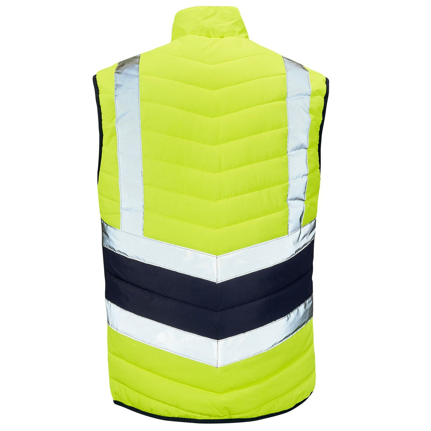 Hi-Vis Reflective 2-Tone Puffer Bodywarmer Yellow/Navy - Farming Parts