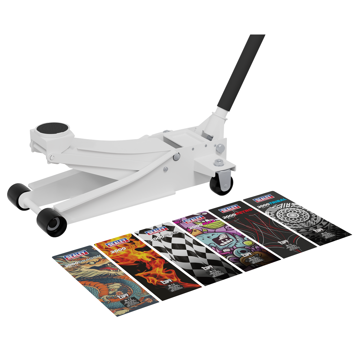 Sealey | Low Entry Custom Design Trolley Jack with Rocket Lift 2 Tonne - White - 2000CW