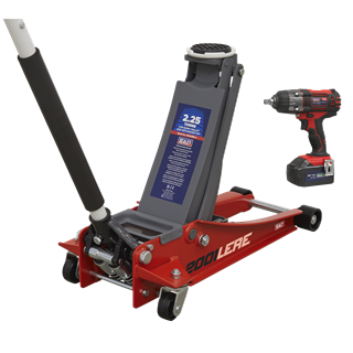 Sealey | 2.2 Tonne Trolley Jack & 18V Cordless Impact Wrench - Red - 2001LERECOMBO