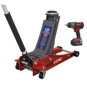 Sealey | 2.2 Tonne Trolley Jack & 18V Cordless Impact Wrench - Red - 2001LERECOMBO