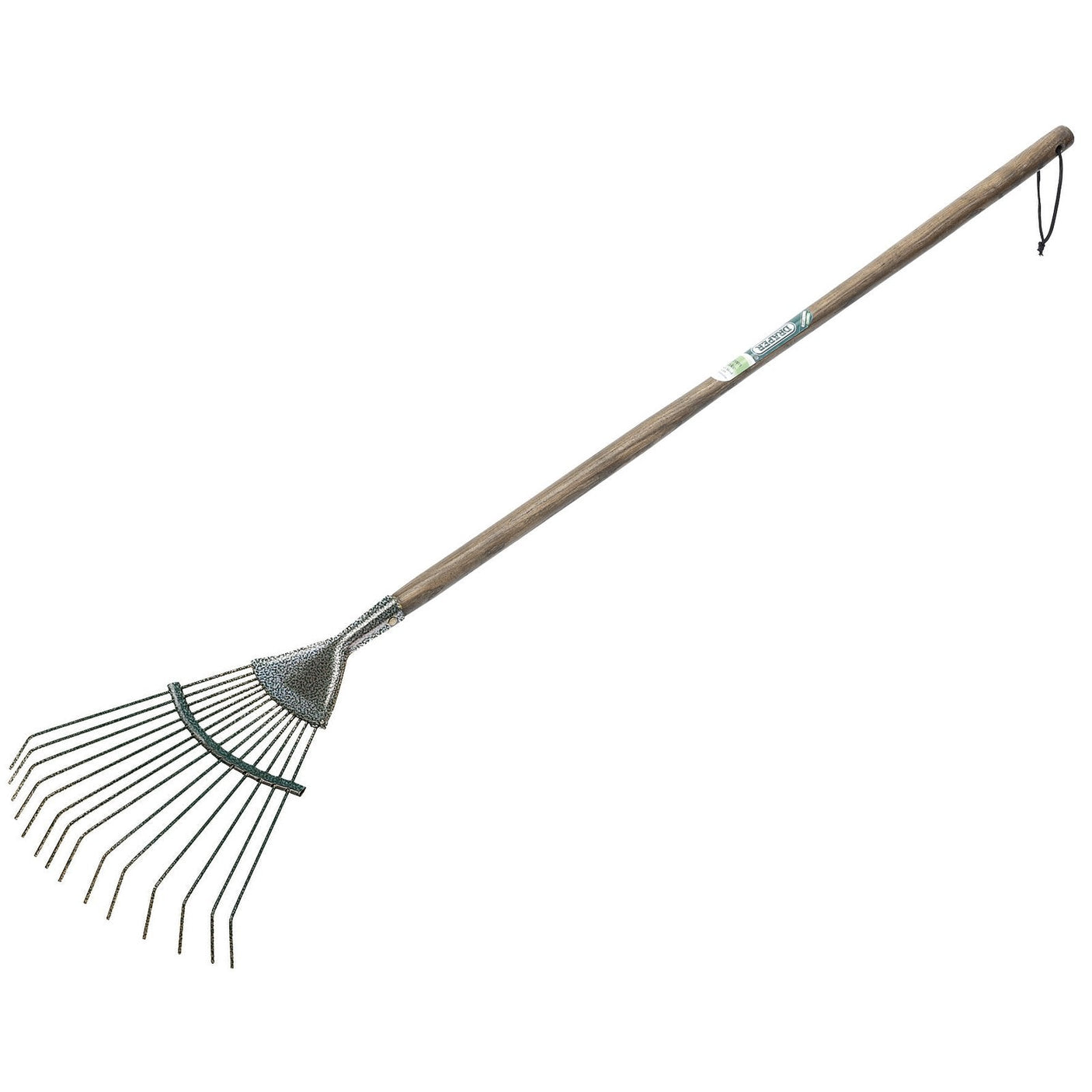 The Draper Young Gardener Lawn Rake with a lacquered ash handle and a convenient hanging loop is the ideal tool for budding gardening enthusiasts.