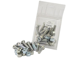 A package of assorted Countersunk Head Bolt 2 Nibs With Nut (TF2E) - M12 x 45mm, Tensile strength 8.8 (12 pcs. Agripak, Sparex Part Number: S.20792) displayed outside the transparent packaging from the brand Sparex.