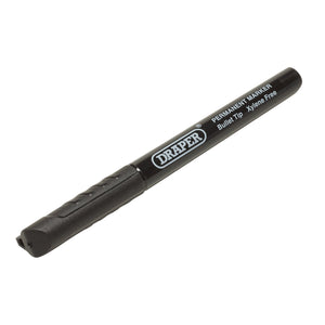 A black Draper Dispenser Of Permanent Marker Pens (36 Piece) - MP1BK/36, featuring a fibre-tipped bullet point and a xylene-free formula.